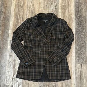 Black and Brown Plaid Women's Blazer